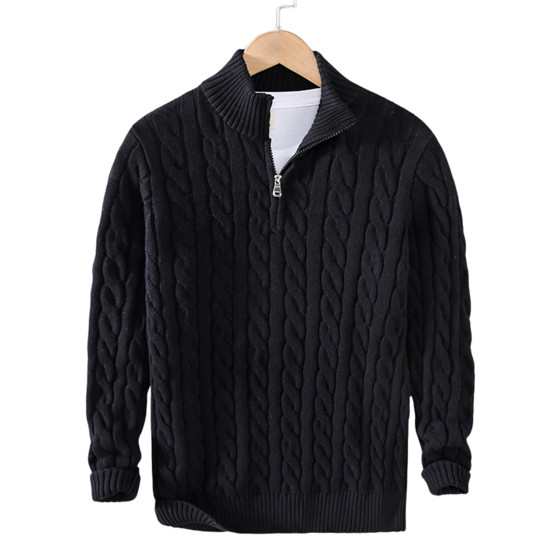 Corvus - Herrenpullover mit halbem Reißverschluss