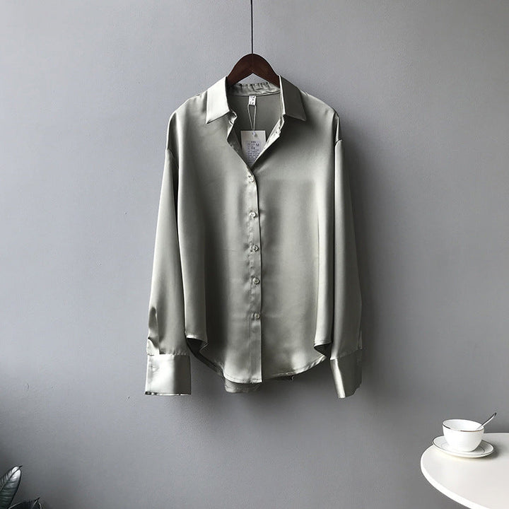 Briana - Schicke Satin-Seidenbluse mit Knöpfen für Damen