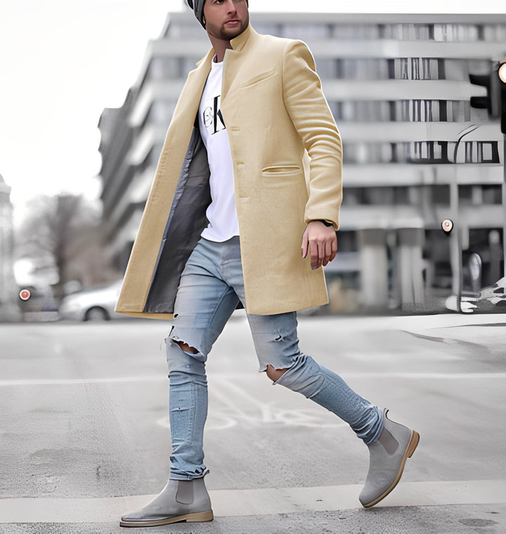 Cordell - Bequemer langer Herren-Wollmantel