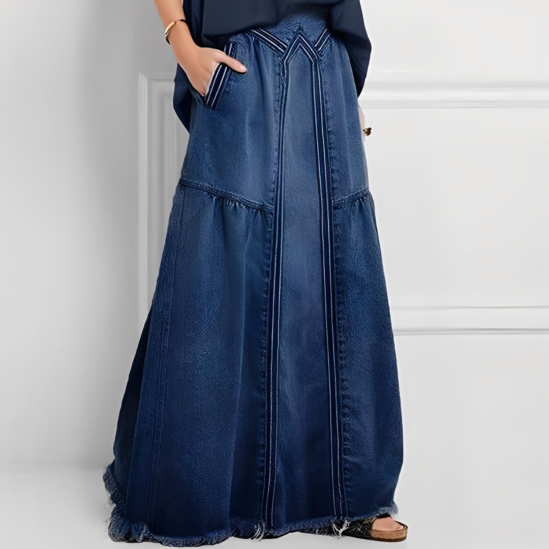 Jordyn - Bequemer dehnbarer Damen-Jeansrock mit Taschen