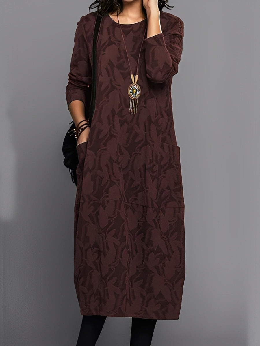Kadence - Schickes Damenkleid mit langen Ärmeln und Muster