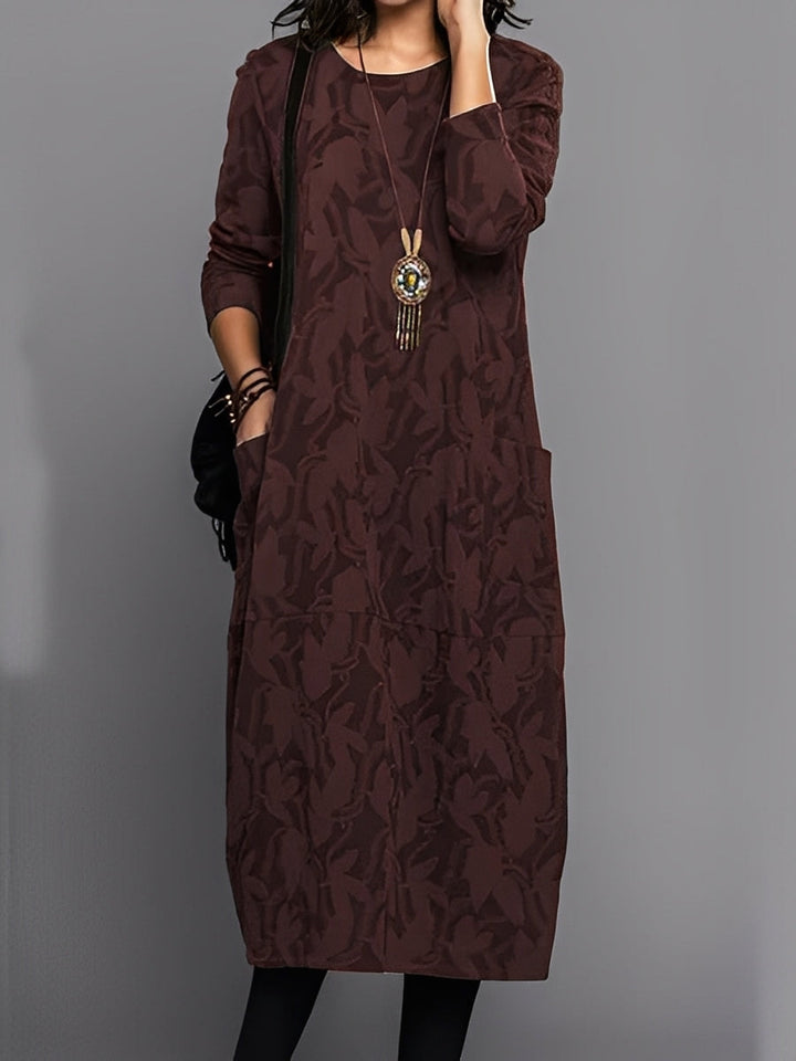 Kadence - Schickes Damenkleid mit langen Ärmeln und Muster