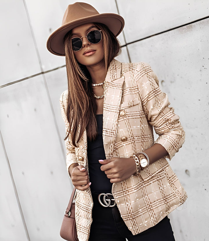 Cheri - Moderner, schmal geschnittener Damenblazer mit Karo-Muster