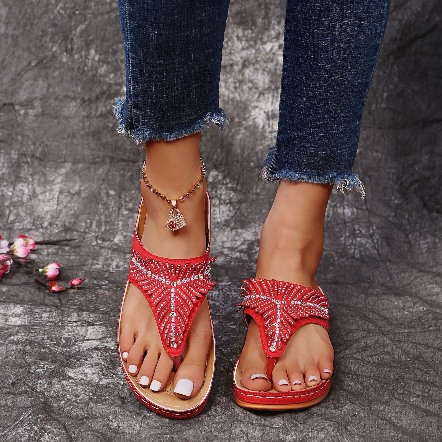 Roxanne - Trendige Flip-Flop-Sandalen mit Strass für Damen