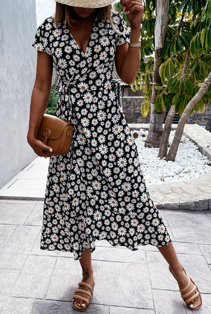 Claudine - Vintage-Blumenkleid mit Gänseblümchen