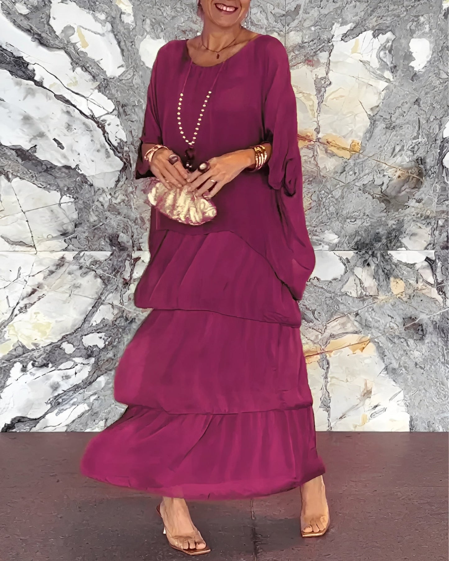 Lillian - Elegantes, locker geschnittenes Chiffonkleid für Damen