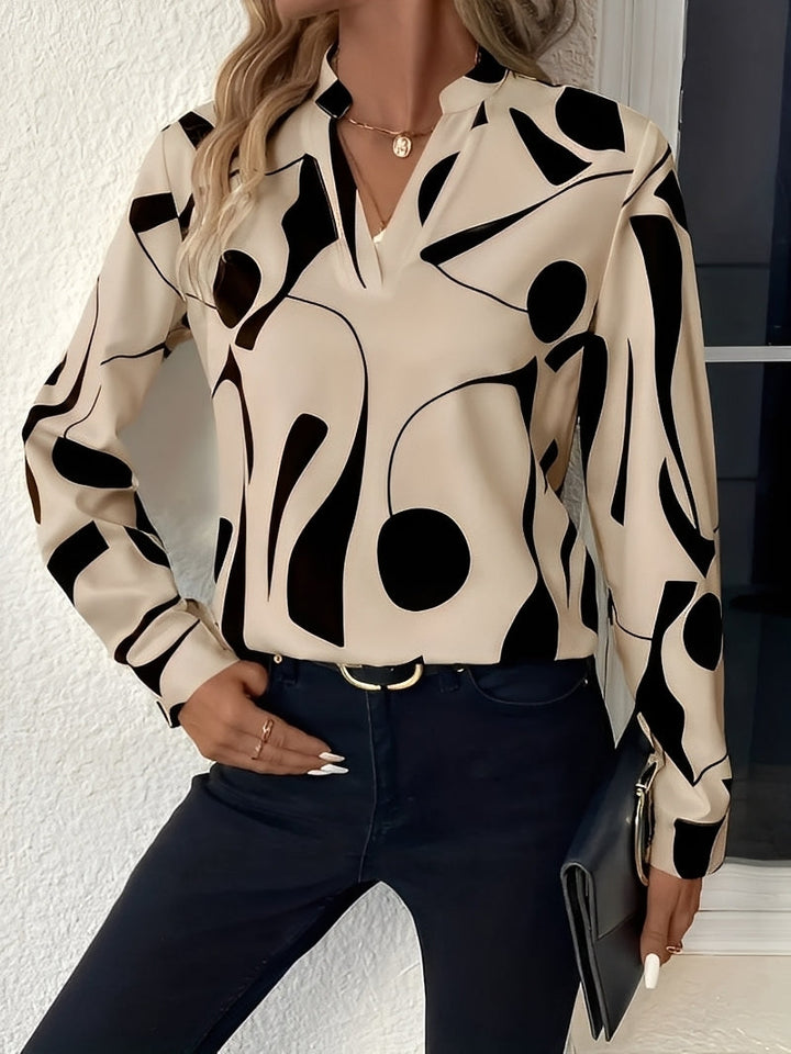 Melville - Schicke Damenbluse mit Muster und langen Ärmeln