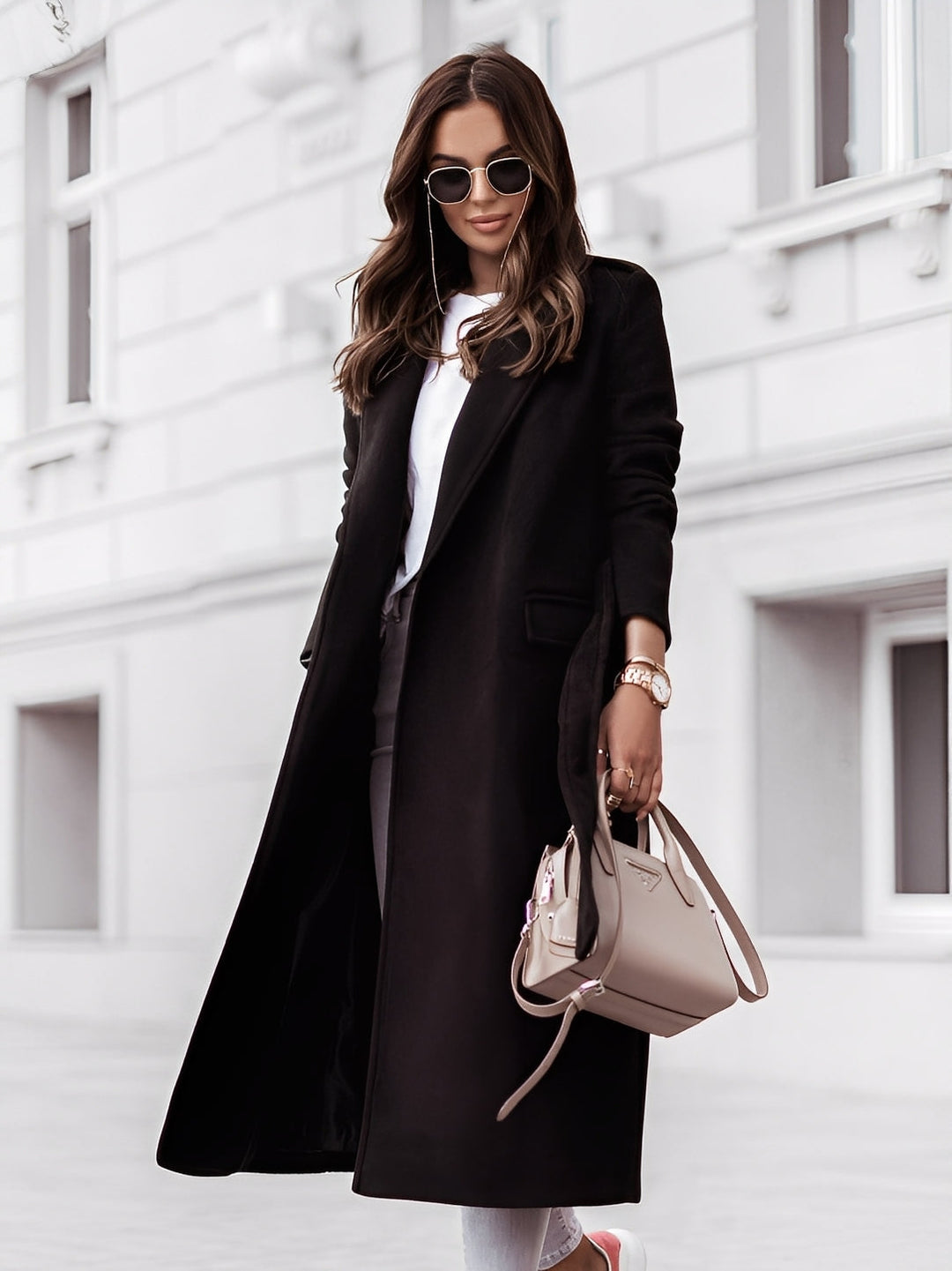 Haylie - Schöner Damen-Wollmantel mit Gürtel