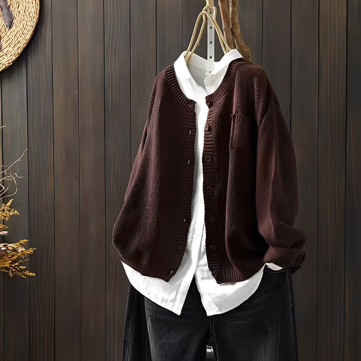 Shanon - Klassische, locker geschnittene Damen-Strickjacke