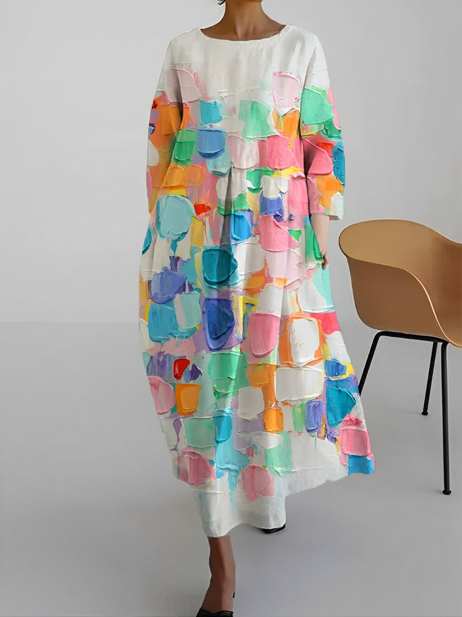 Claudia - Damenkleid mit leuchtenden Farben und halben Ärmeln