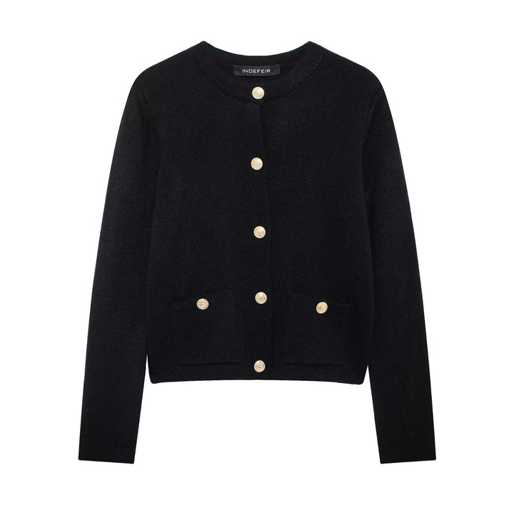 Zinnia - Bequeme Strickjacke mit goldfarbenen Knöpfen für Damen