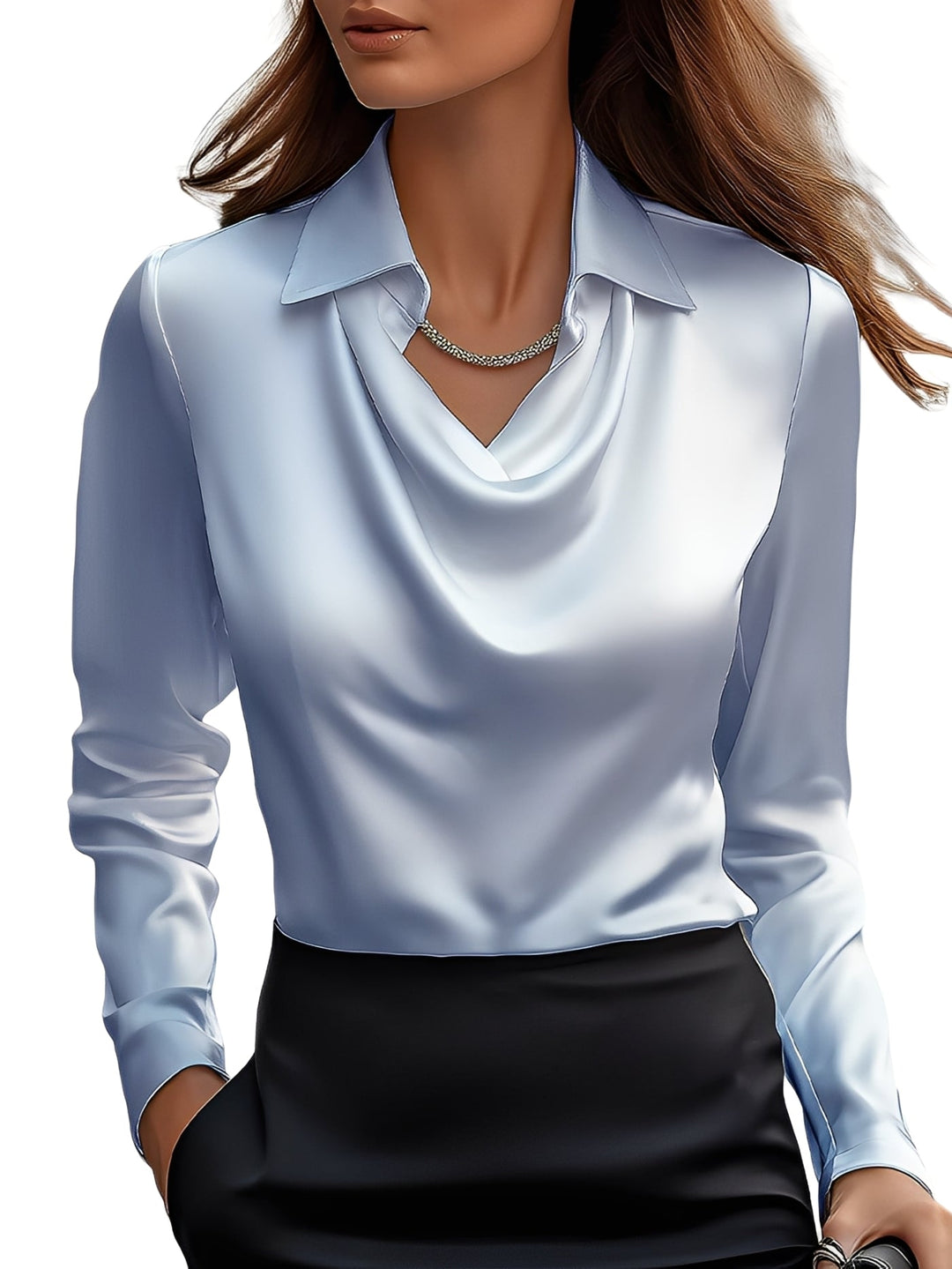 Dionne - Schicke Satinbluse mit langen Ärmeln für Damen