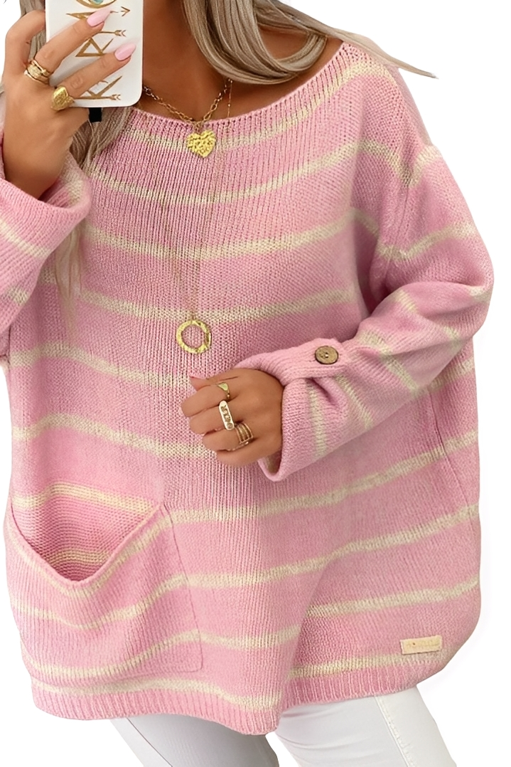 Elianna - Bequemer, locker sitzender Damenpullover mit Streifen