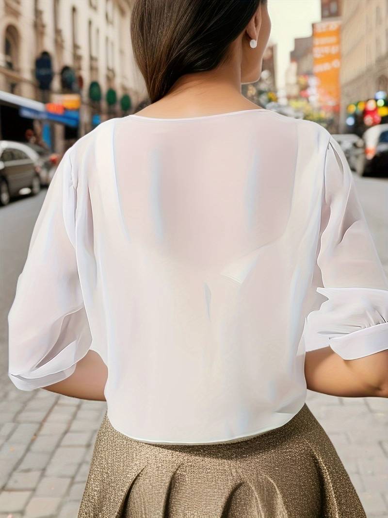 Sheilou - Femininer Charme Frühlings-Top mit Offenem Ausschnitt