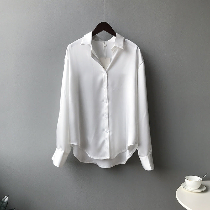 Briana - Schicke Satin-Seidenbluse mit Knöpfen für Damen