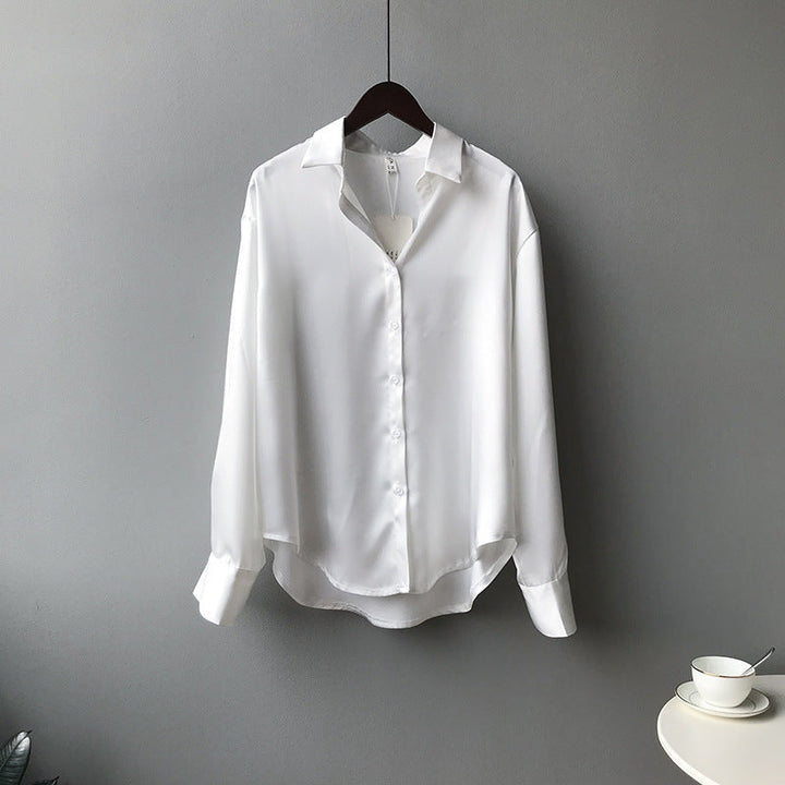 Briana - Schicke Satin-Seidenbluse mit Knöpfen für Damen