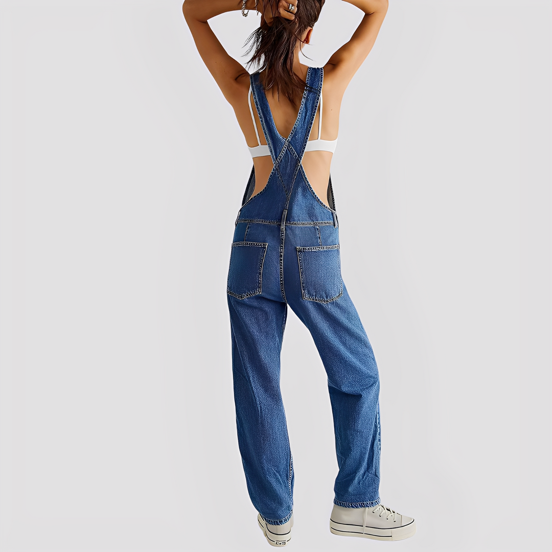 Mildred - Klassische, locker sitzende Damen-Jeans-Latzhose