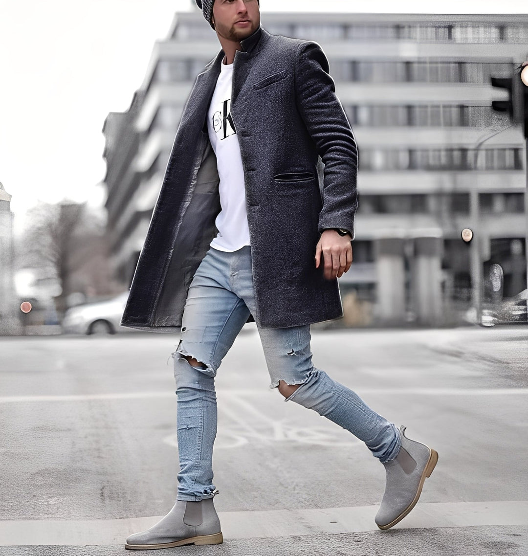 Cordell - Bequemer langer Herren-Wollmantel