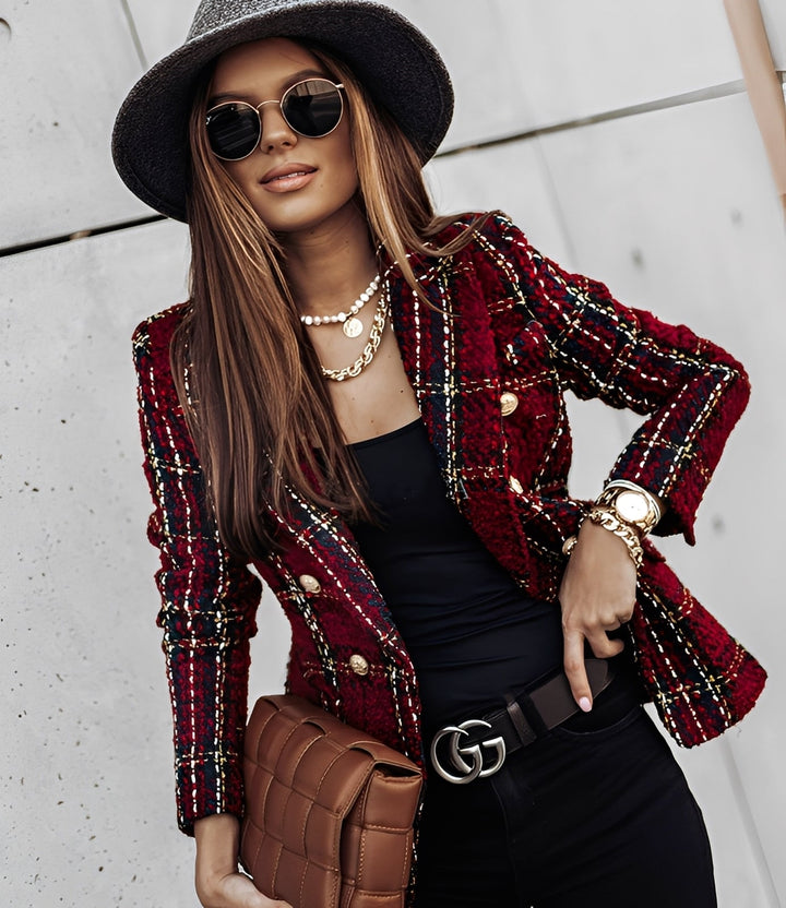 Cheri - Moderner, schmal geschnittener Damenblazer mit Karo-Muster