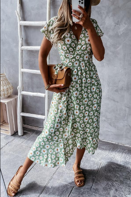 Claudine - Vintage-Blumenkleid mit Gänseblümchen