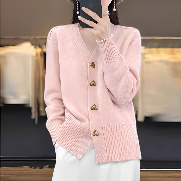 Valarie - Damen-Cardigan mit Herzknöpfen