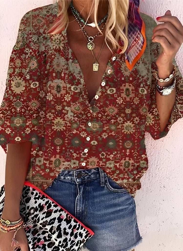 Kristina - Farbenfrohe, leger geschnittene Damenbluse