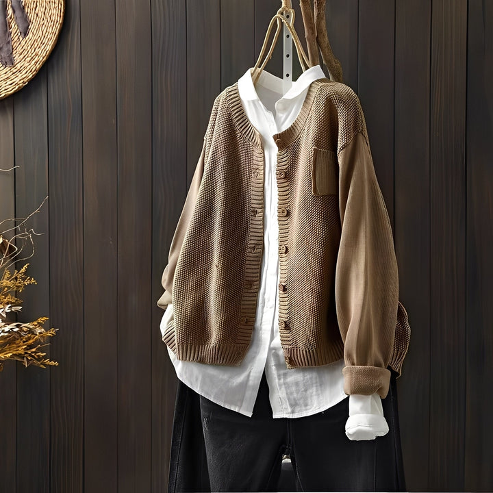 Shanon - Klassische, locker geschnittene Damen-Strickjacke