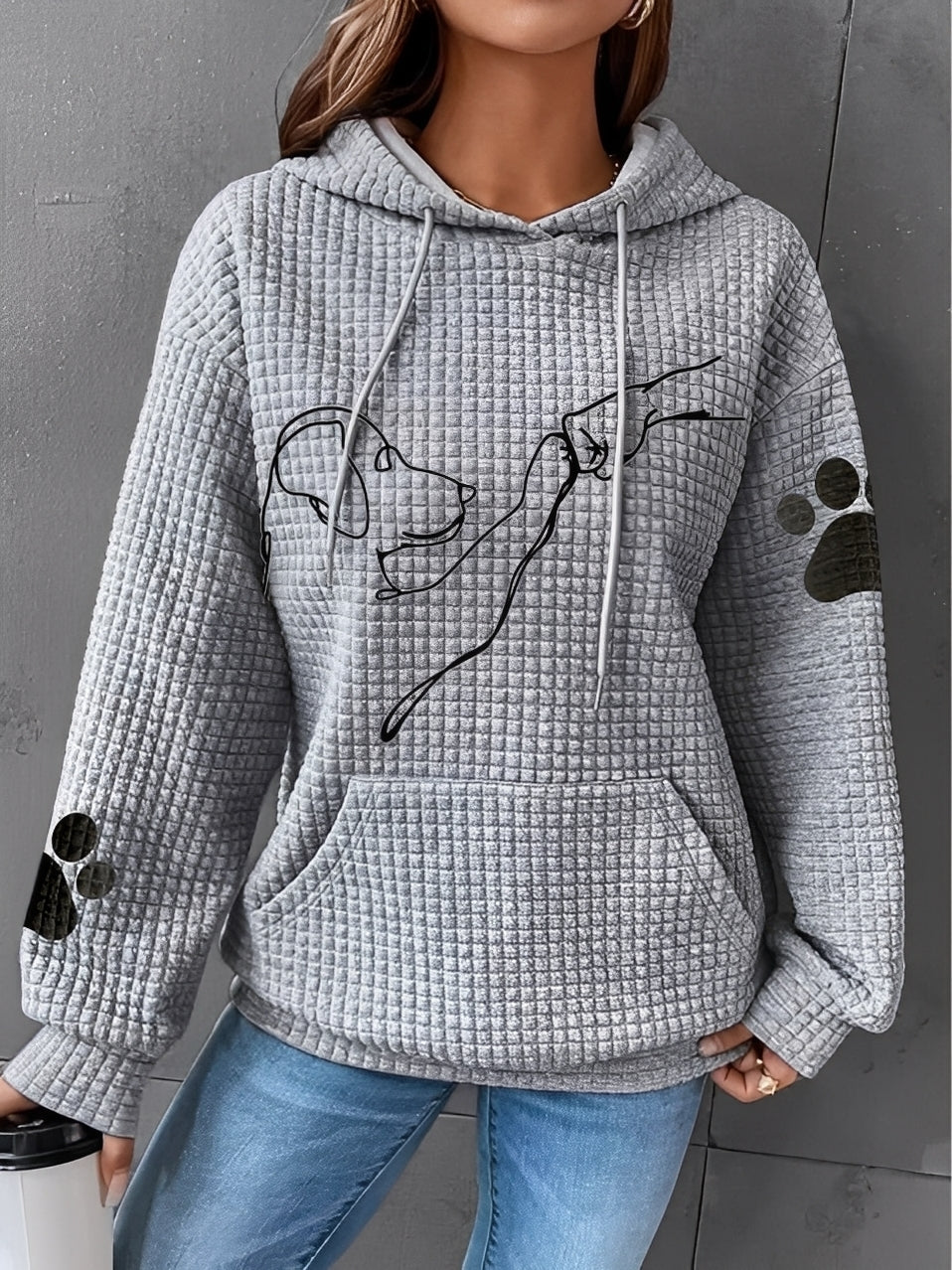 Berenice - Bedrucktes, warmes Damen-Kapuzensweatshirt