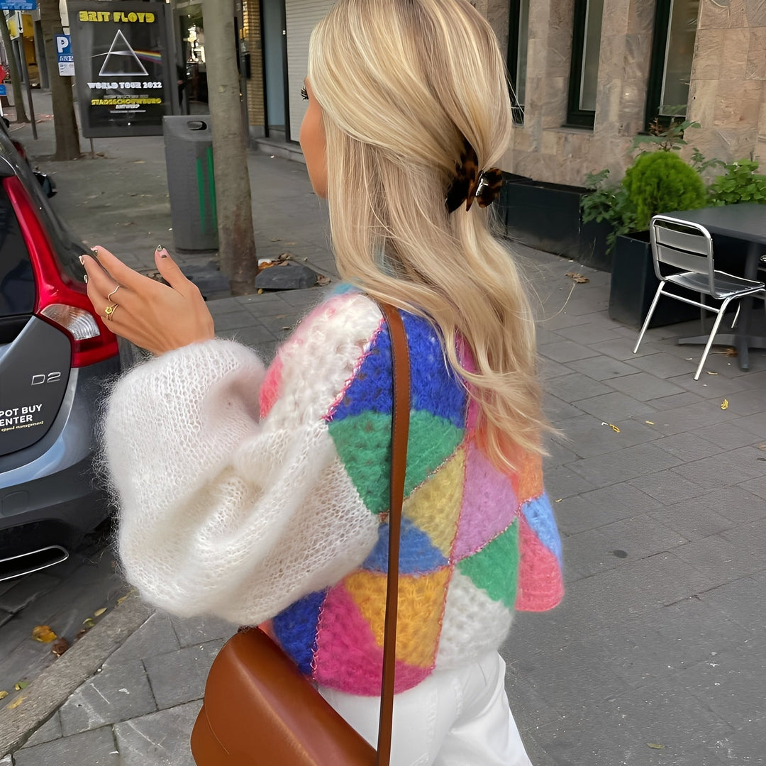 Luna - Warmer Damenpullover mit Farbunterschied