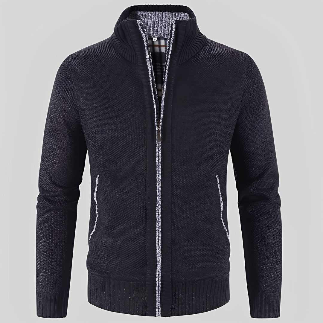 Kelvin - Einfache Herren-Strickjacke mit Reißverschluss