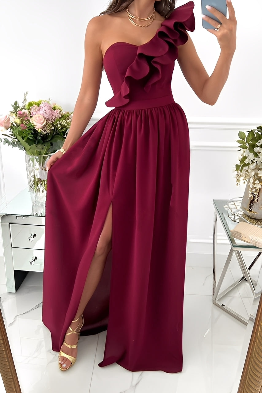 Tahlia - Trendiges schulterfreies Damenkleid mit Rüschen