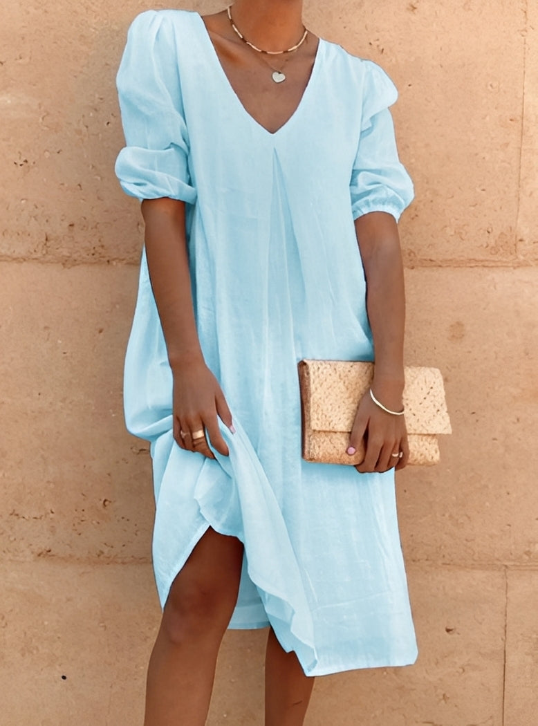 Nancy - Lockeres, bequem geschnittenes Midikleid für Damen