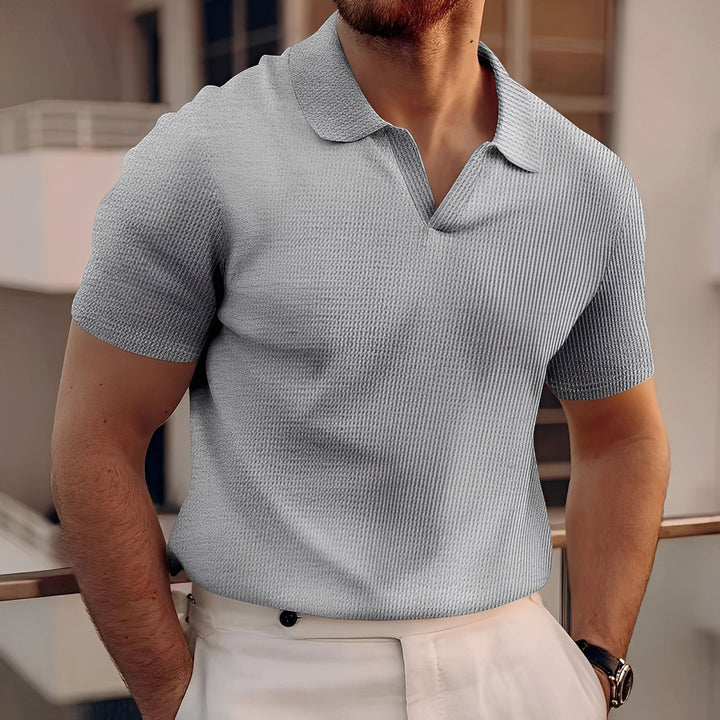 Harley - Einfaches Herren-Poloshirt mit kurzen Ärmeln und Wabenmuster