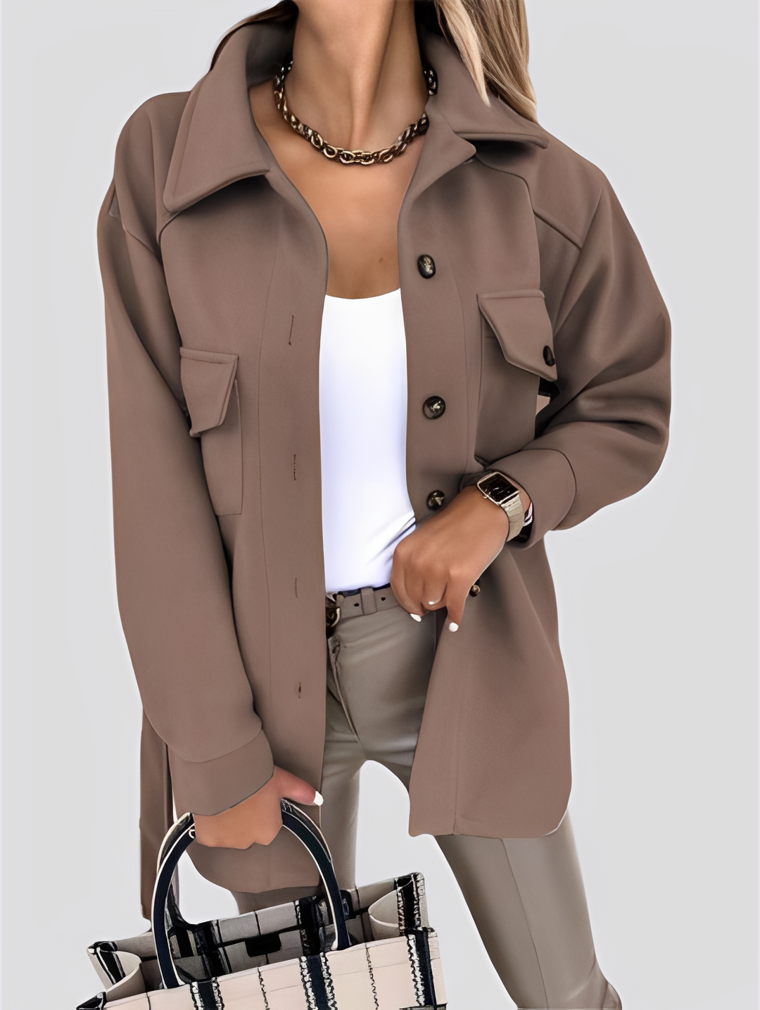 Tiffanie - Moderne, leichte Damenwolljacke mit Reverskragen