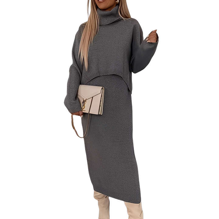 Natalee - Elegantes Set aus Rollkragenpullover und Rock für Damen