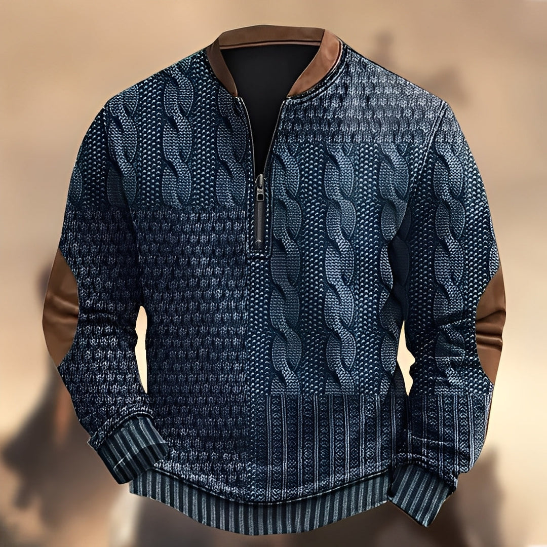 Edmund - Bequemer Pullover mit Druck und Reißverschluss für Herren