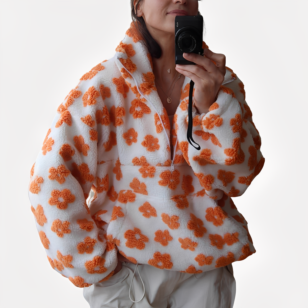 Elizabeth - Damen-Sherpa-Pullover mit elegantem Blumenmuster