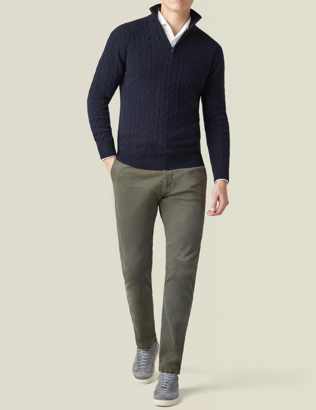 Zephyr - Pullover mit Zopfmuster und Reißverschluss