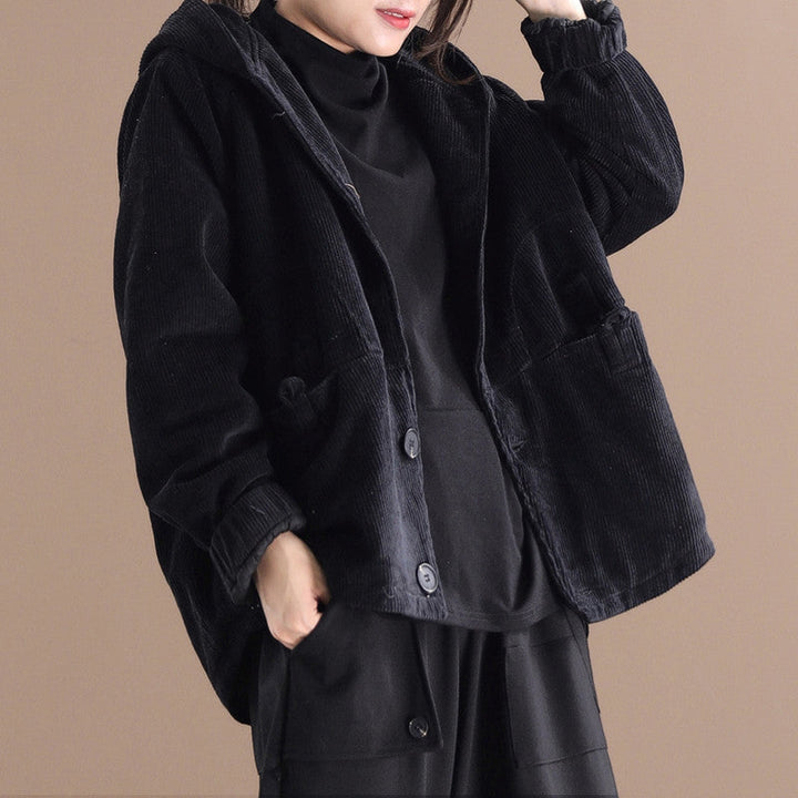 Rachel - Bequeme kurze Cordjacke mit Kapuze für Damen