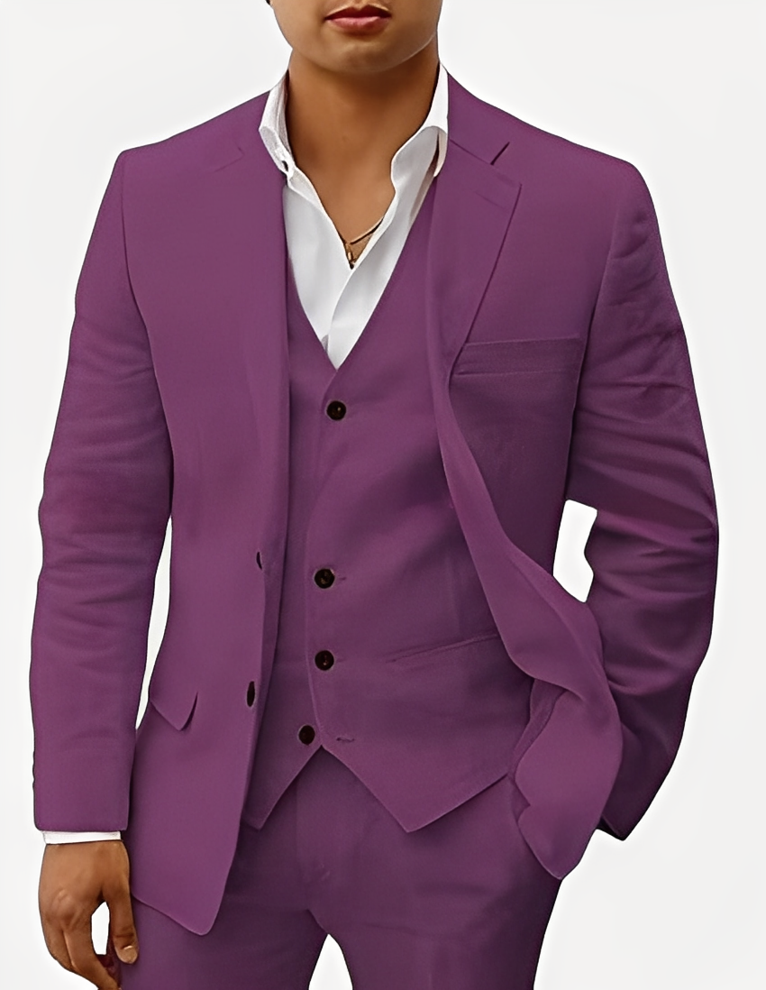 Beckham - Elegantes dreiteiliges Herren-Leinen-Set