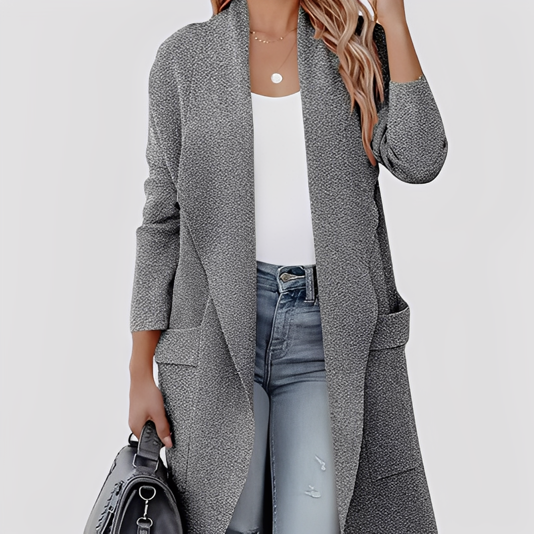 Chantal - Bequeme lange Tweed-Strickjacke für Damen