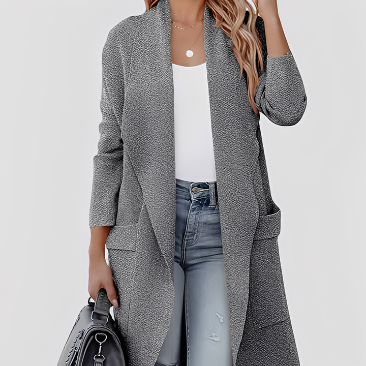 Chantal - Bequeme lange Tweed-Strickjacke für Damen