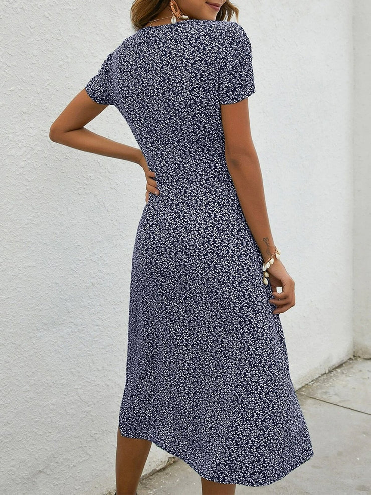 Stacey – Elegantes Marineblaues Kleid mit V-Ausschnitt