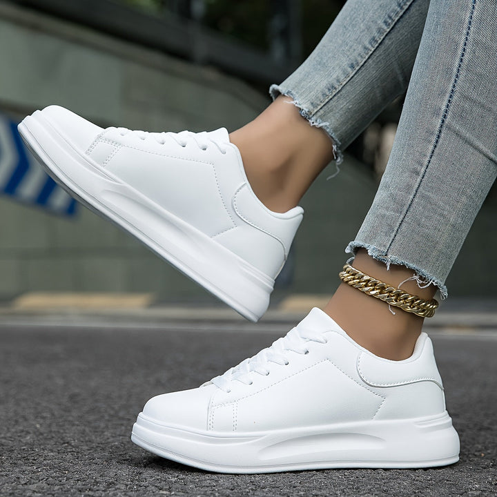 Techno - Damen Weißleder-Sneaker Einfacher Look