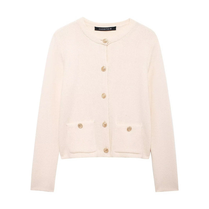 Zinnia - Bequeme Strickjacke mit goldfarbenen Knöpfen für Damen