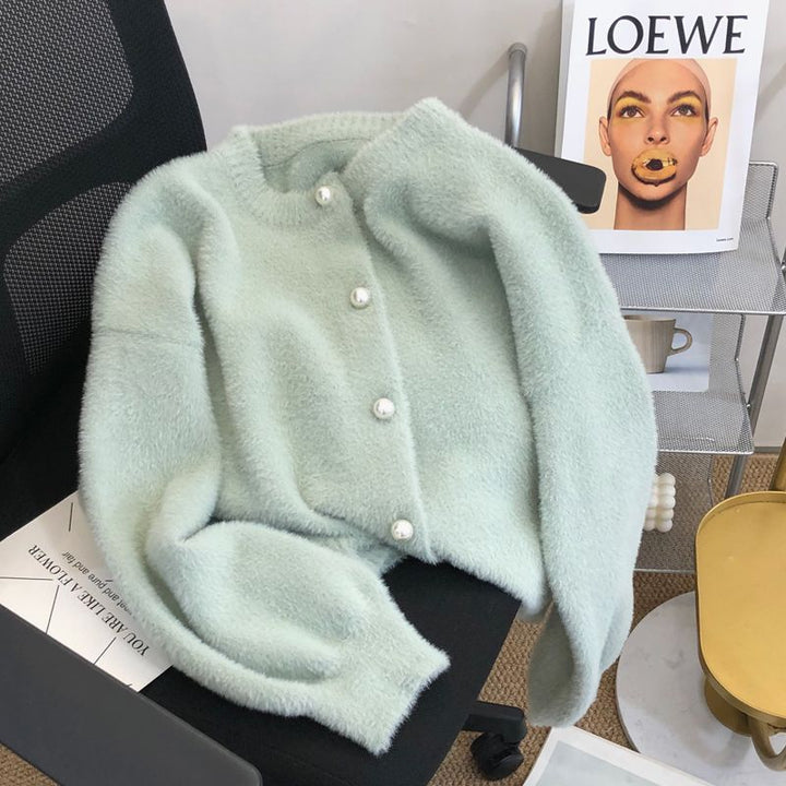 Natille - Damen Kunstpelz-Strickjacke aus weichem Stoff