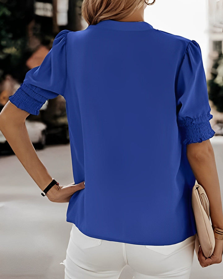 Sophia – Bluse mit V-Ausschnitt und kurzen Ärmeln