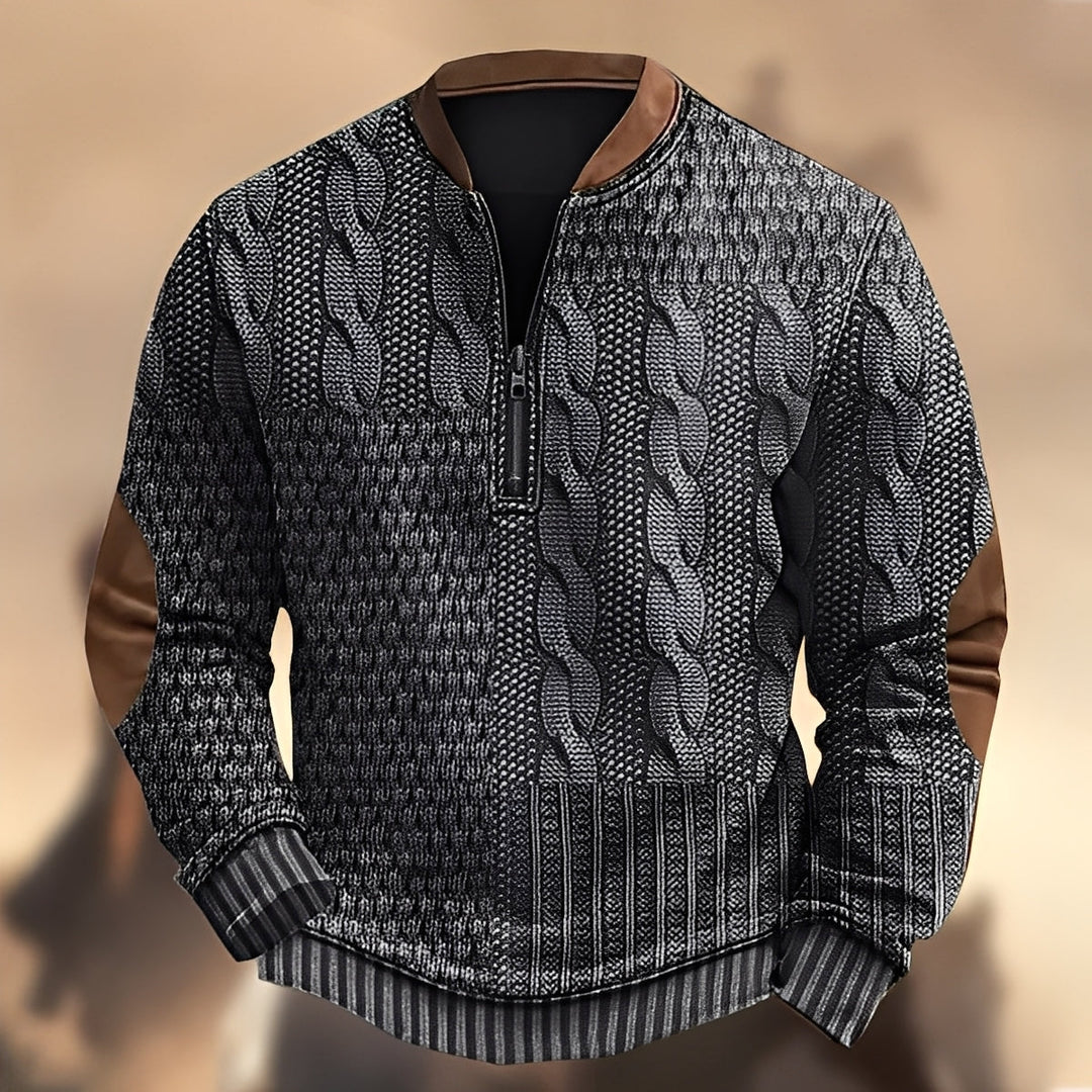 Edmund - Bequemer Pullover mit Druck und Reißverschluss für Herren