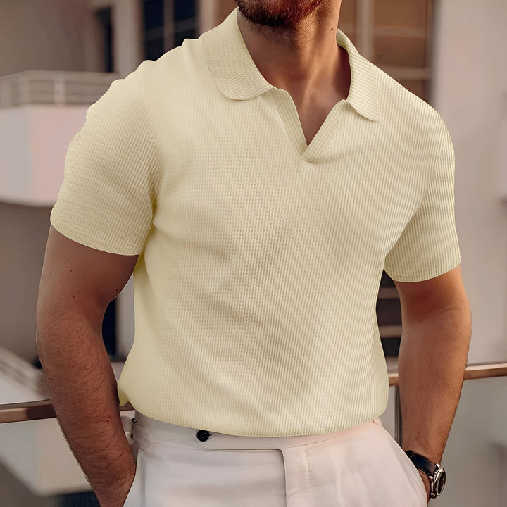 Harley - Einfaches Herren-Poloshirt mit kurzen Ärmeln und Wabenmuster