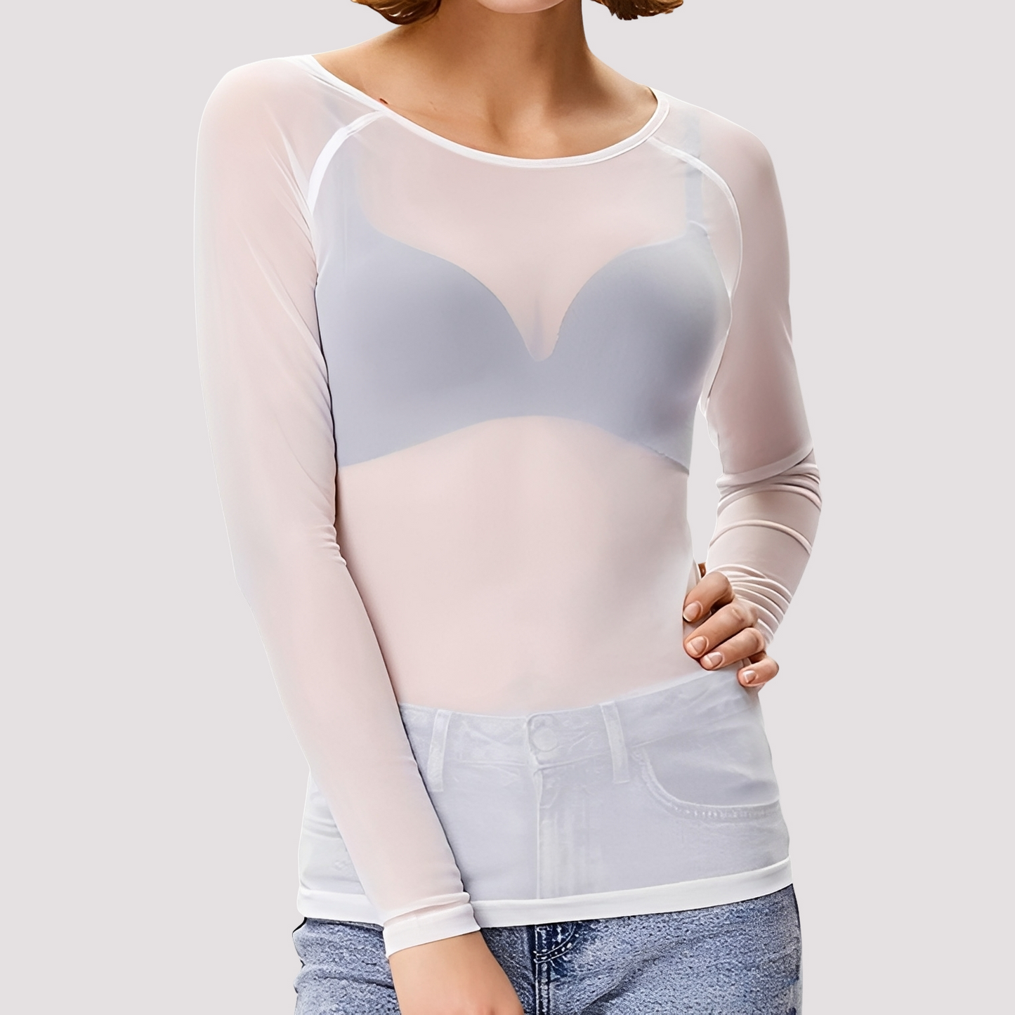 Sophia - Bequemes, durchsichtiges Langarmshirt für Damen